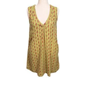 April Cornell Friendly Fox sleeveless dress tunic v neck pockets green  Sz XS